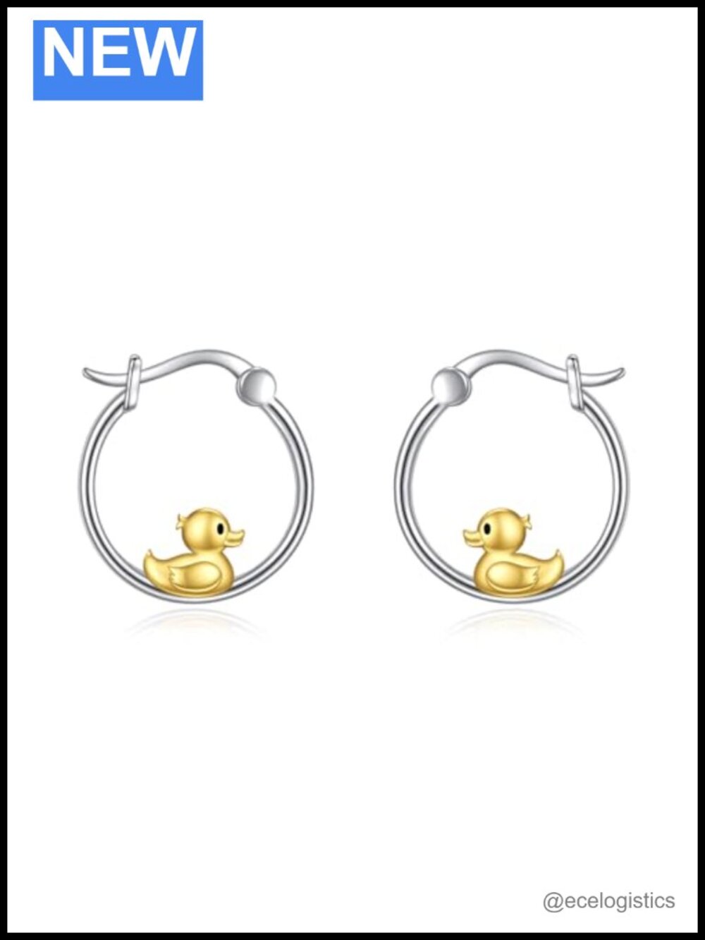 Sterling Silver Duck Hoop Earrings for Women Lightweight Comfortable